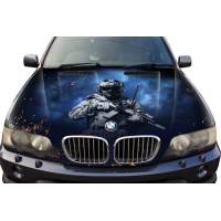 Наклейка на капот 3D TUNING STUDIO Воїн ЗСУ 1500х1200х0.080мм