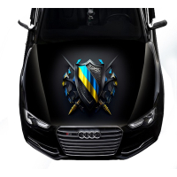 3д наклейка на капот 3D TUNING STUDIO Щит меч прапор України 1500х1200х0.080мм