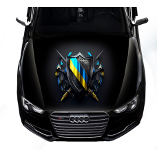 3д наклейка на капот 3D TUNING STUDIO Щит меч прапор України 1500х1200х0.080мм