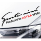 Наклейки на авто Астра Sports Mind produced by Astra 320х90х0.15мм=2штуки
