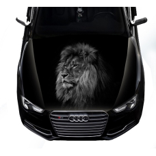 Наклейка на капот 3D TUNING STUDIO Лев ЧБ 1500х1200х0.080мм