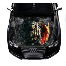 Наклейка на капот 3D TUNING STUDIO Череп крила вогонь 1500х1200х0.080мм