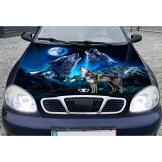 Наклейка на капот 3D TUNING STUDIO Ланос Вовки 1480х1350х0.080мм