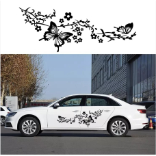Наклейки на двері авто ARB 3D TUNING STUDIO Метелики і квіти 1290х490х0.070мм=2штуки