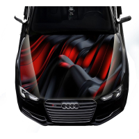 Наклейка на капот ARB 3D TUNING STUDIO Хвилі чорно червоні 1500х1200х0.080мм