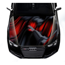 Наклейка на капот ARB 3D TUNING STUDIO Хвилі чорно червоні 1500х1200х0.080мм