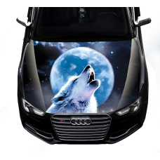 Наклейка на капот ARB 3D TUNING STUDIO Вовк місяць небо 1500х1200х0.080мм