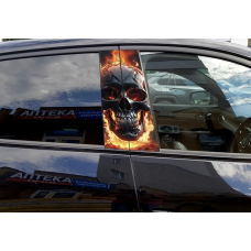 Наклейки на стійки дверей авто ARB 3D TUNING STUDIO Череп вогонь 500х220х0.15мм=2штуки