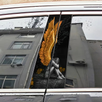 Наклейки на стійки дверей авто ARB 3D TUNING STUDIO Дівчина  крила 500х220х0.080мм=2штуки