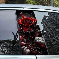 Наклейки на стійки дверей авто ARB 3D TUNING STUDIO Квітка троянда 500х220х0.15мм=2штуки