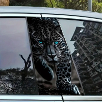Наклейки на стійки дверей авто ARB 3D TUNING STUDIO Леопард чб 500х220х0.15мм=2штуки
