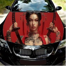 Наклейка на капот ARB 3D TUNING STUDIO Японка меч тату 1500х1200х0.15мм