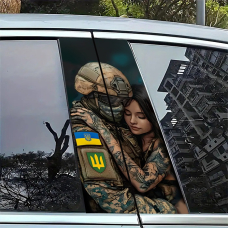 Наклейки на стійки дверей авто ARB 3D TUNING STUDIO Воїн дівчина 500х220х0.15мм=2штуки