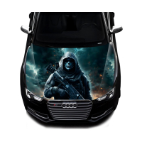 Наклейка на капот ARB 3D TUNING STUDIO Воїн ЗСУ череп автомат 1500х1200х0.150мм