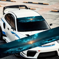 Наклейка на лобове скло ARB 3D TUNING STUDIO Океан сонце 1300х200х0.15мм