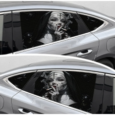 Наклейки на бокові вікна авто ARB 3D TUNING STUDIO Монашка палить 700х550х0.180мм=2штуки