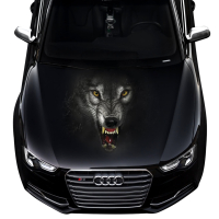 3д наклейка на капот 3D TUNING STUDIO Вовк чорний 1200х1500х0.080мм