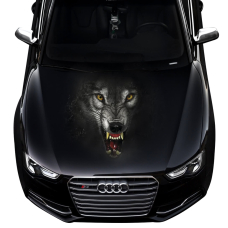 3д наклейка на капот 3D TUNING STUDIO Вовк чорний 1200х1500х0.080мм