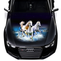 Наклейка на капот 3D TUNING STUDIO Коні чорний фон 1200х1500х0.080мм