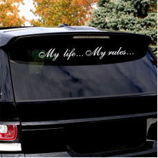 Наклейка на заднє скло 3D TUNING STUDIO My life My rules 600х85х0.060мм