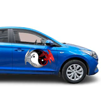 Наклейка на двері авто 3D TUNING STUDIO Інь Янь 680х450х0.15мм
