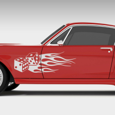 Смуги на бік авто 3D TUNING STUDIO Кубики нарди полум’я 1150х400х0.15мм=2штуки