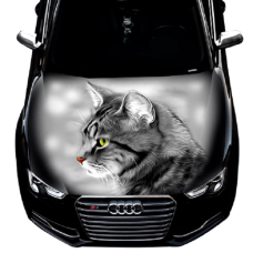 Наклейка на капот 3D TUNING STUDIO Кіт сірий фон 1500х1200х0.080мм