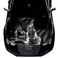 Наклейка на капот 3D TUNING STUDIO Кіт шахи ЧБ 1500х1200х0.080мм