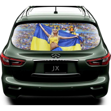 Наклейка на заднє скло 3D TUNING STUDIO Прапор України дівчина 1480х700х0.18мм