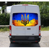 Наклейка на заднє скло 3D TUNING STUDIO Тризуб прапор 1480х700х0.18мм
