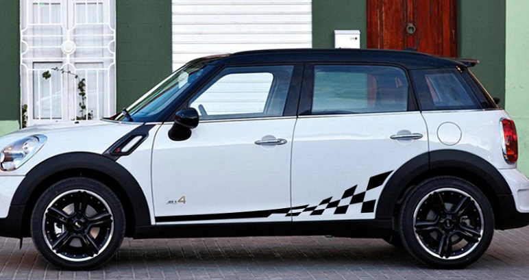 Смуги на бік авто 3D TUNING STUDIO Міні купер шахи 1900х260х0.060мм=2штуки
